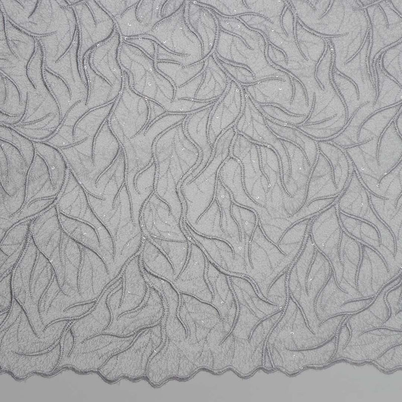 پارچه دانتل شاخه ای (طوسی روشن)