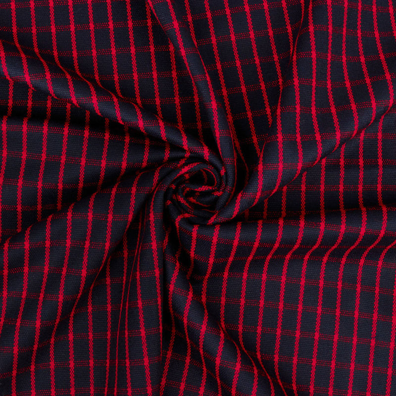 پارچه کشمیر پشمی چهارخونه (سرمه ای-قرمز)
