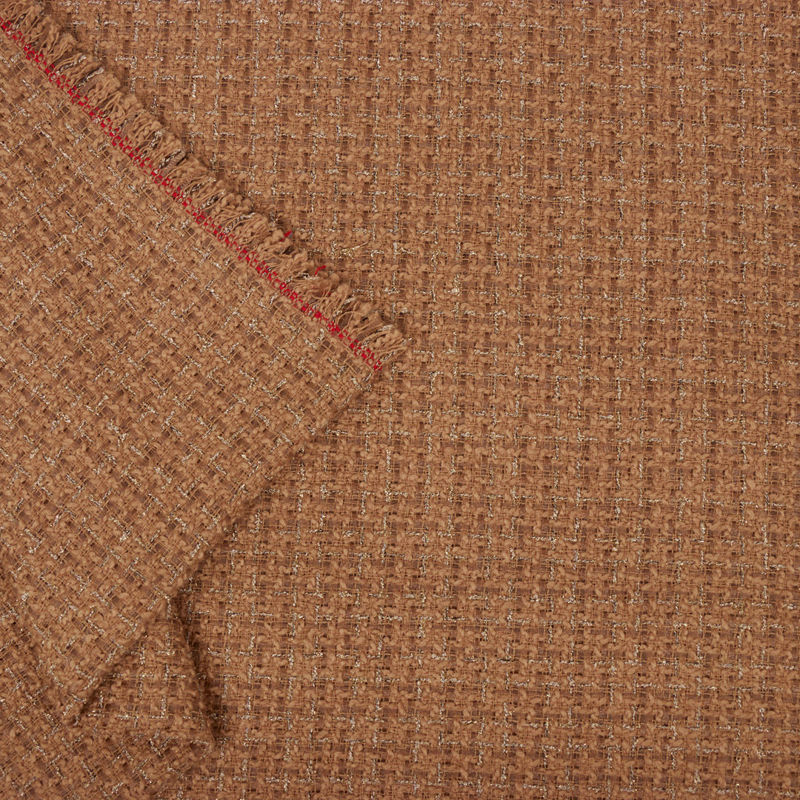 پارچه بافت شنل لمه دار (قهوه ای روشن)