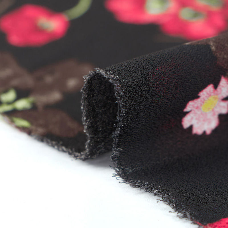 کرپ ژرژت گل ریز قرمز