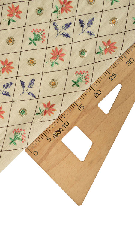 هندی لینن خامه دوزی دیزاین 0123/14 کرم