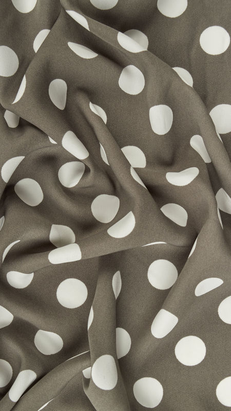 کرپ نخ خالدار طوسی سفید