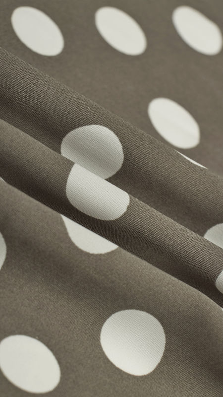 کرپ نخ خالدار طوسی سفید