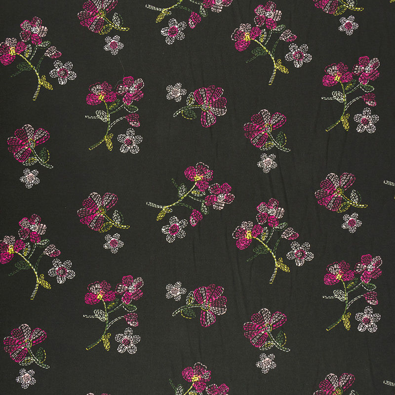 کرپ نخ گلدار مشکی