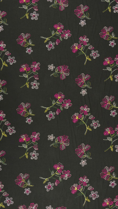 کرپ نخ گلدار مشکی