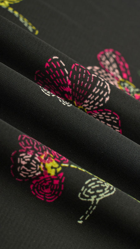 کرپ نخ گلدار مشکی