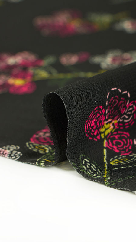 کرپ نخ گلدار مشکی