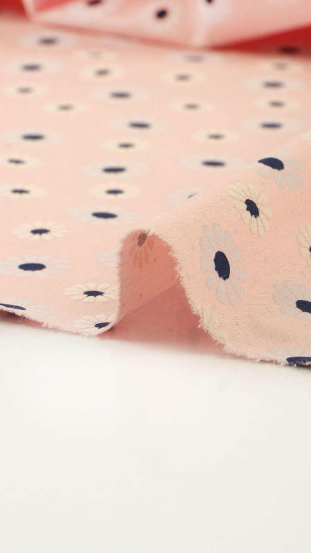 كتان نخ طرح آفتابگردان 020428 صورتي  رنگ