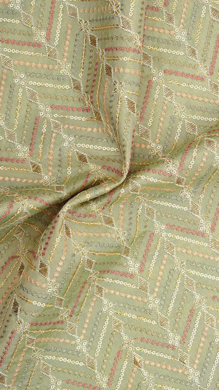 هندی تافته ابریشم گلدوزی020626/4 سدری  رنگ