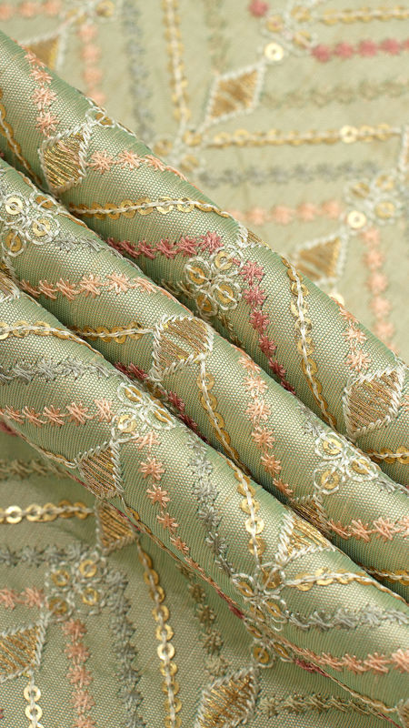 هندی تافته ابریشم گلدوزی020626/4 سدری  رنگ