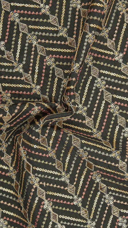 هندی تافته ابریشم گلدوزی020626/4 مشکی  رنگ