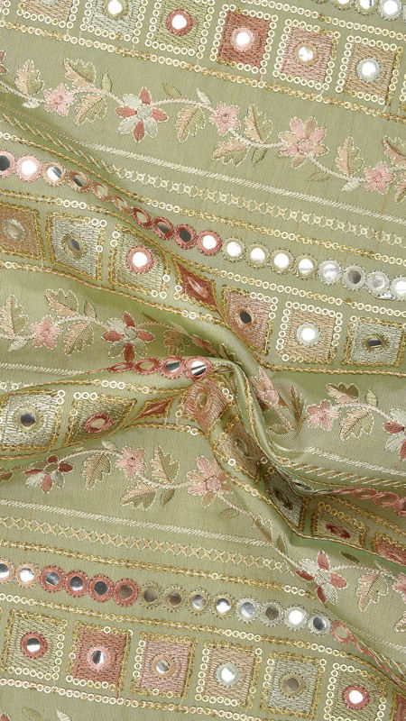 هندی تافته ابریشم گلدوزی020626/9 سدری  رنگ