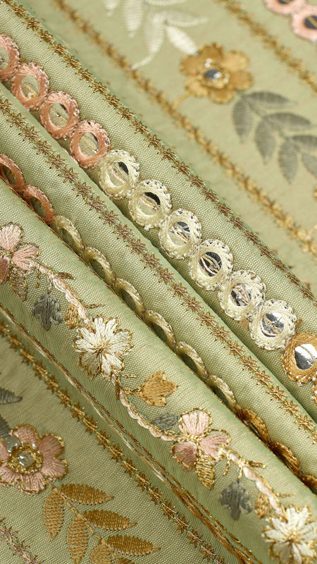 هندی تافته ابریشم گلدوزیD020626/6 سدری