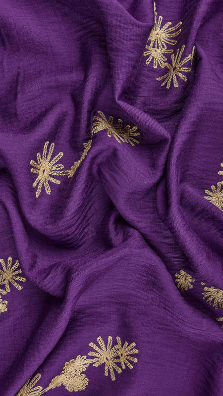 قواره بابوس خامه دوزی گل پنج پر بنفش _2متری