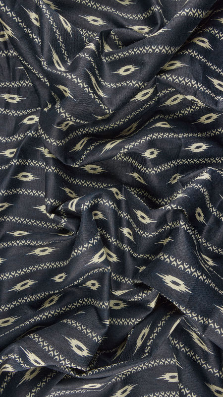 قواره پارچه هندی لینن استریپ سرمه ای _2.5متری