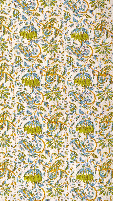 هندی نخی باتیک طرح کوکدوزی 030212/18 سفید سبز رنگ