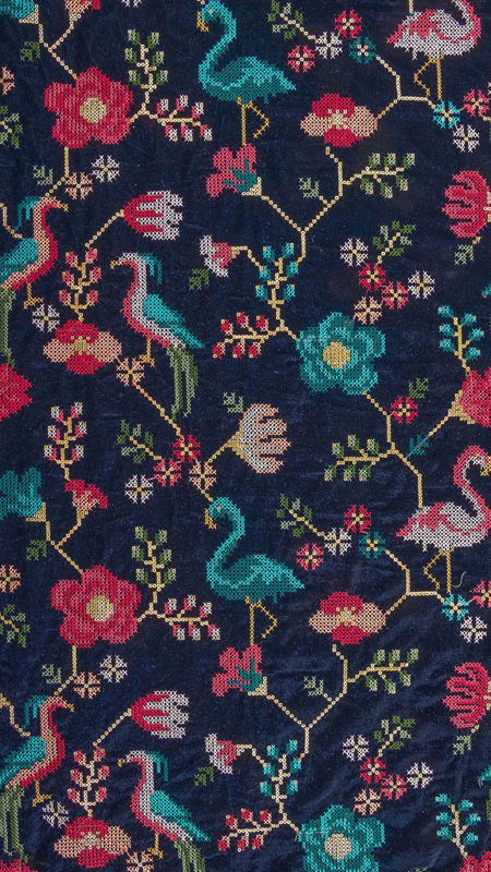 هندی مخمل سوزن دوزی کامپیوتری 030516/7 سرمه ای رنگ