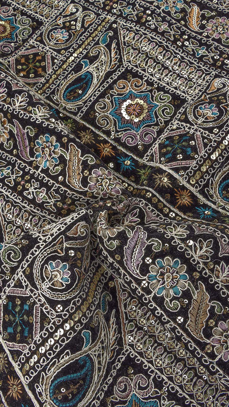 هندی مخمل قیطان دوزی 030516/4 مشکی رنگ