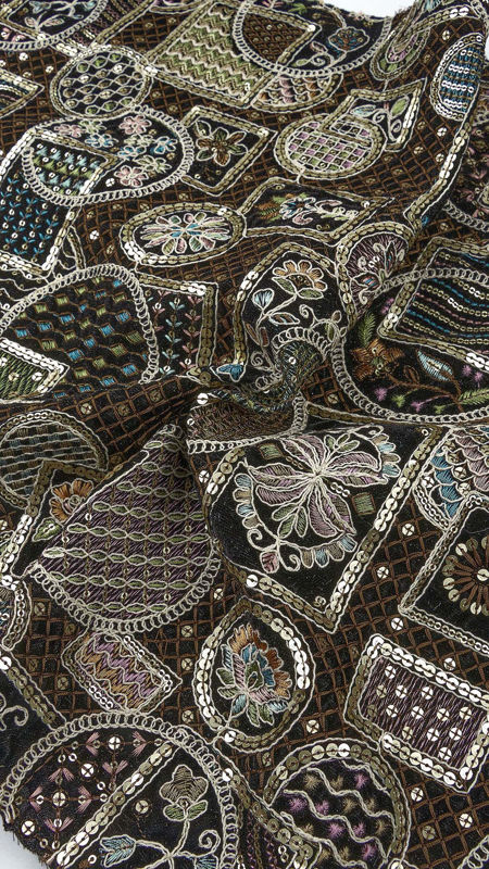 هندی مخمل قیطان دوزی 030516/7 مشکی رنگ