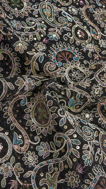 هندی مخمل قیطان دوزی 030516/3 مشکی رنگ