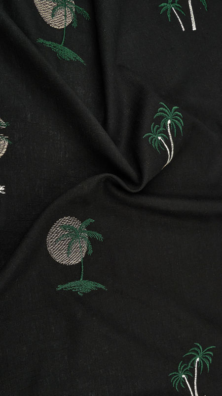 لینن گلدوزی 2رنگ (دیزاین 3) 030230 مشکی رنگ