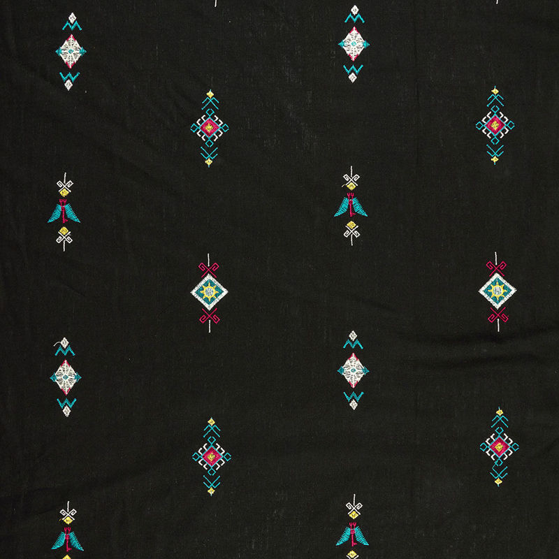 لینن گلدوزی 2رنگ (دیزاین 1) 030230 مشکی رنگ