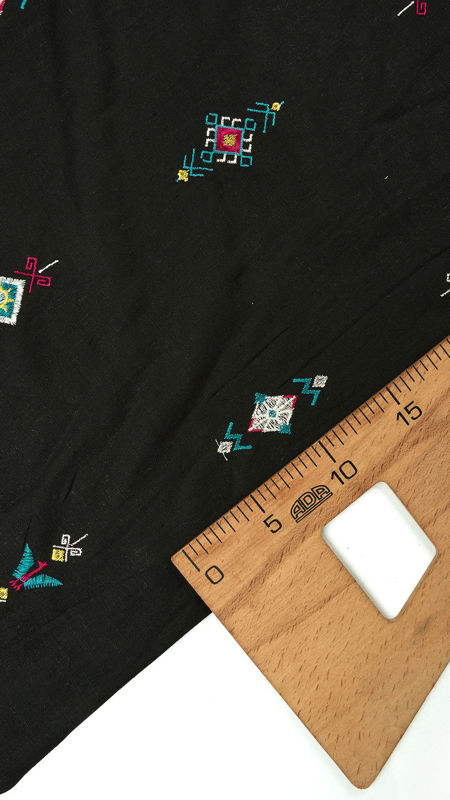 لینن گلدوزی 2رنگ (دیزاین 1) 030230 مشکی رنگ