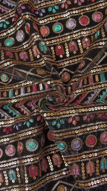 هندی مخمل پولک دوزی 030621/8 مشکی رنگ