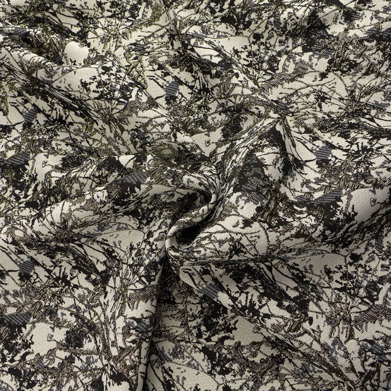 ژاکارد پنبه طرح کوبیسم 031113 سفید مشکی رنگ