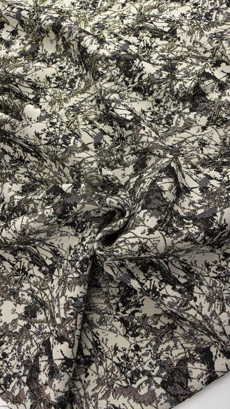 ژاکارد پنبه طرح کوبیسم 031113 سفید مشکی رنگ