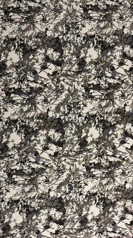 ژاکارد پنبه طرح کوبیسم 031113 سفید مشکی رنگ