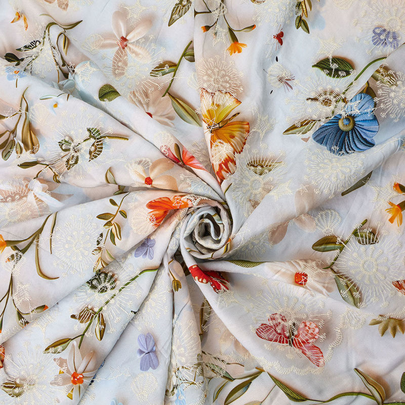 وال نخی خامه دوزی چاپی 040206/2 آبی رنگ