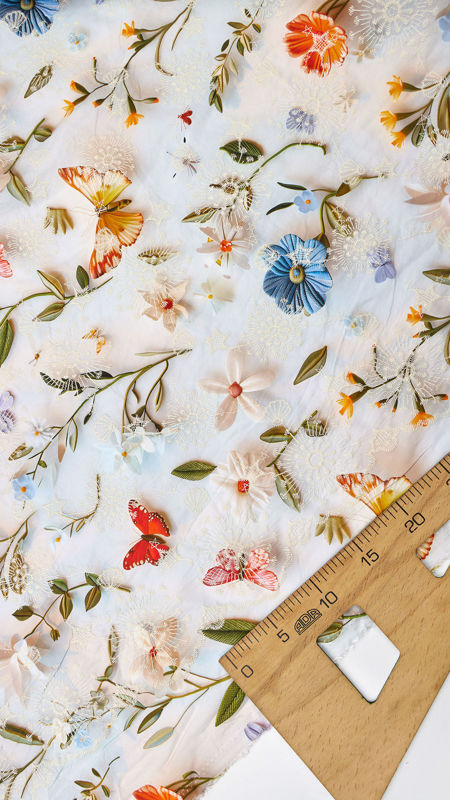 وال نخی خامه دوزی چاپی 040206/2 آبی رنگ