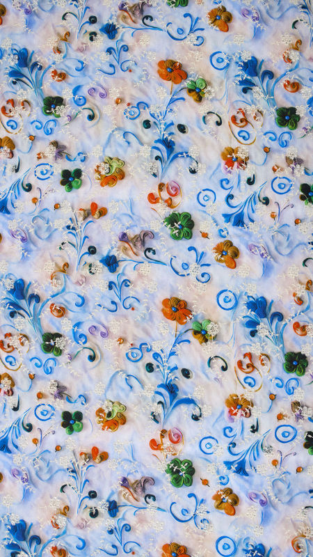 وال نخی خامه دوزی چاپی 040206/4 آبی رنگ