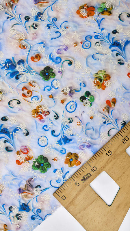 وال نخی خامه دوزی چاپی 040206/4 آبی رنگ