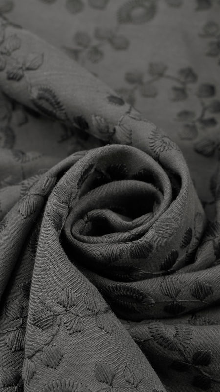 وال خامه دوزی طرح شاخه ای 040203 طوسی تیره رنگ