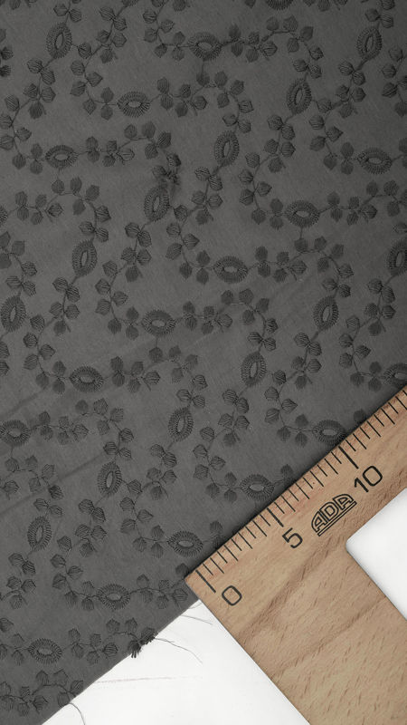 وال خامه دوزی طرح شاخه ای 040203 طوسی تیره رنگ