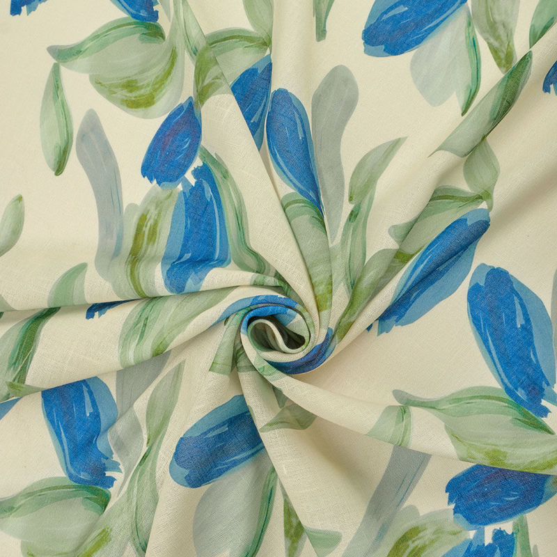 لینن گلدار چاپی دیجیتال 040201/12 کرم رنگ