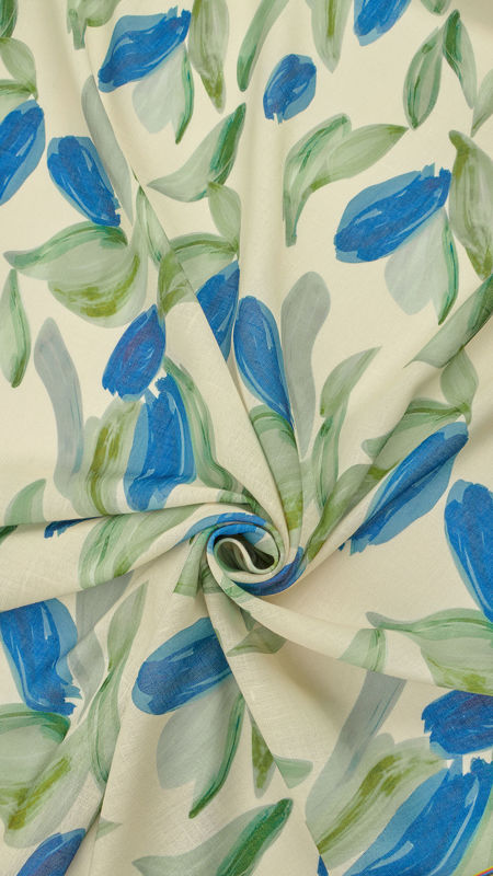 لینن گلدار چاپی دیجیتال 040201/12 کرم رنگ