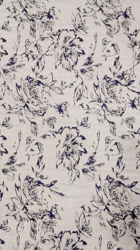 ژاکارد شانل طرح گل رز 040722 کرم سرمه ای رنگ