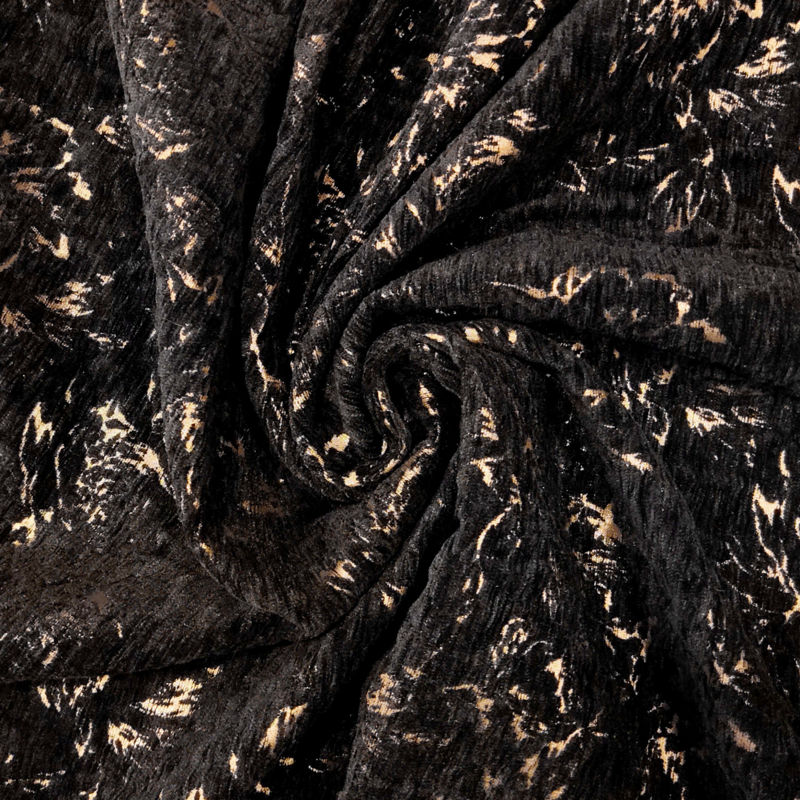 ژاکارد شانل طرح گل رز 040722 مشکی طلایی رنگ