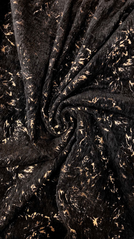 ژاکارد شانل طرح گل رز 040722 مشکی طلایی رنگ