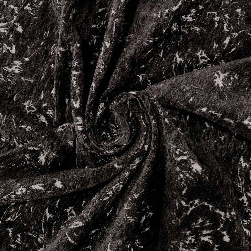 ژاکارد شانل طرح گل رز 040722 مشکی طوسی رنگ