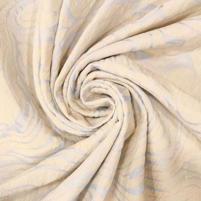 ژاکارد شانل طرح موجی 040722 کرم آبی رنگ