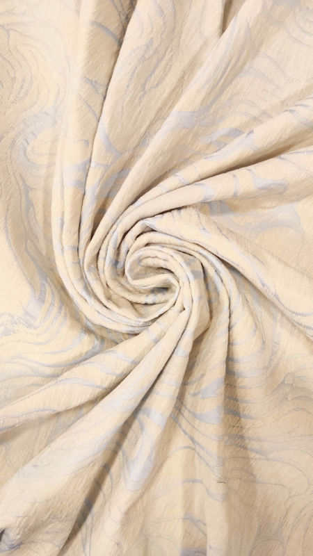 ژاکارد شانل طرح موجی 040722 کرم آبی رنگ