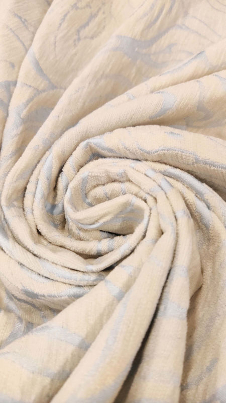 ژاکارد شانل طرح موجی 040722 کرم آبی رنگ