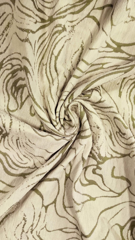 ژاکارد شانل طرح موجی 040722 کرم سبز رنگ