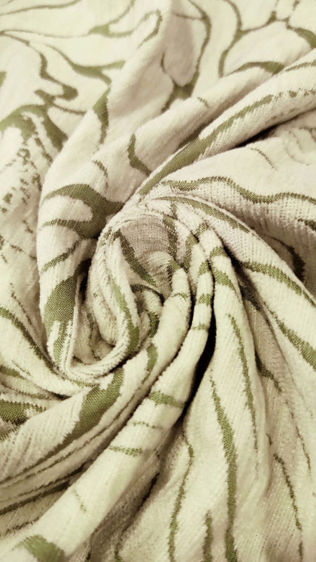 ژاکارد شانل طرح موجی 040722 کرم سبز رنگ