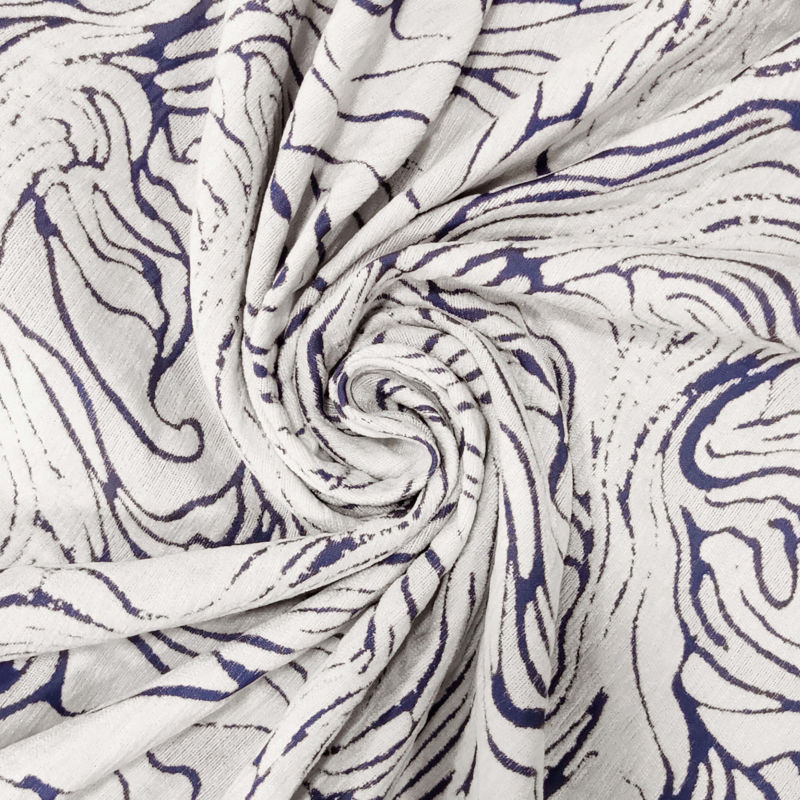 ژاکارد شانل طرح موجی 040722 کرم سرمه ای رنگ