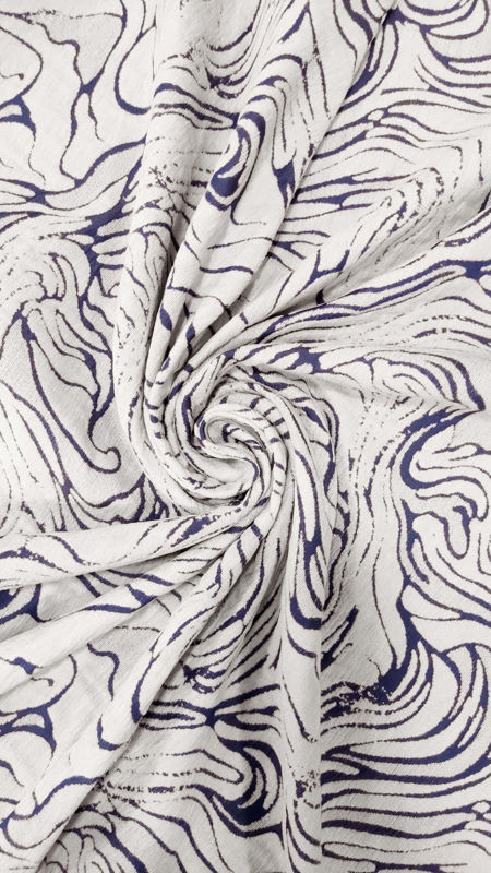 ژاکارد شانل طرح موجی 040722 کرم سرمه ای رنگ